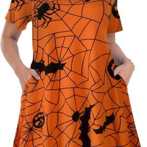 Women's Plus Size T Shirt Dress Casual Summer Short Sleeve V Neck Pockets